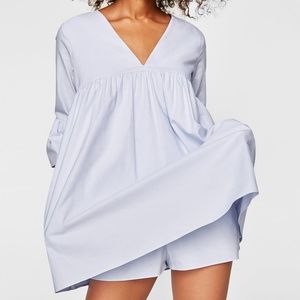 Zara Blue Poplin Jumpsuit Dress